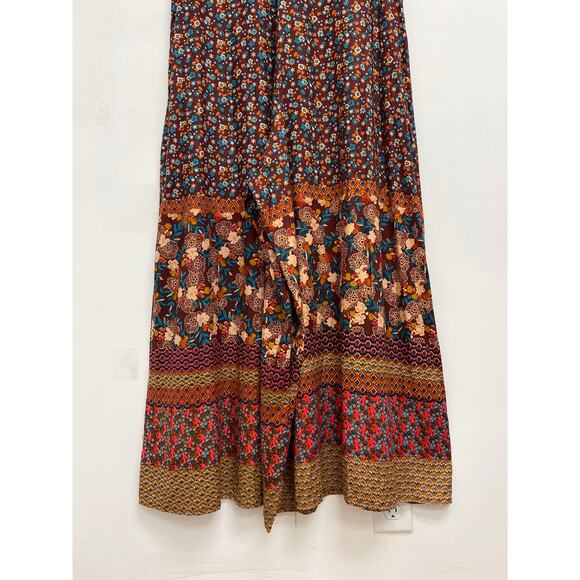 Natural Life Let's Just Go Wide-Leg Bohemian V-Neck 70s Floral Jumpsuit S/M - Picture 13 of 15